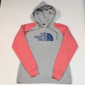 The North Face Women's Gray Hoodie with Coral Raglan Sleeves Size Medium